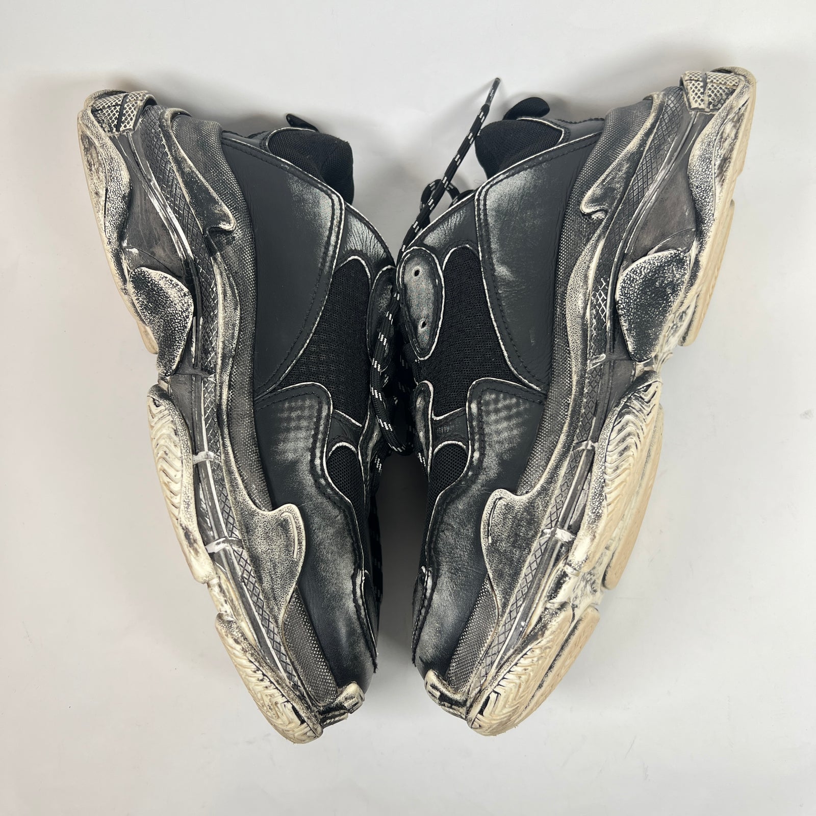 Balenciaga Faded Black Paint Triple S Sneaker Size 44