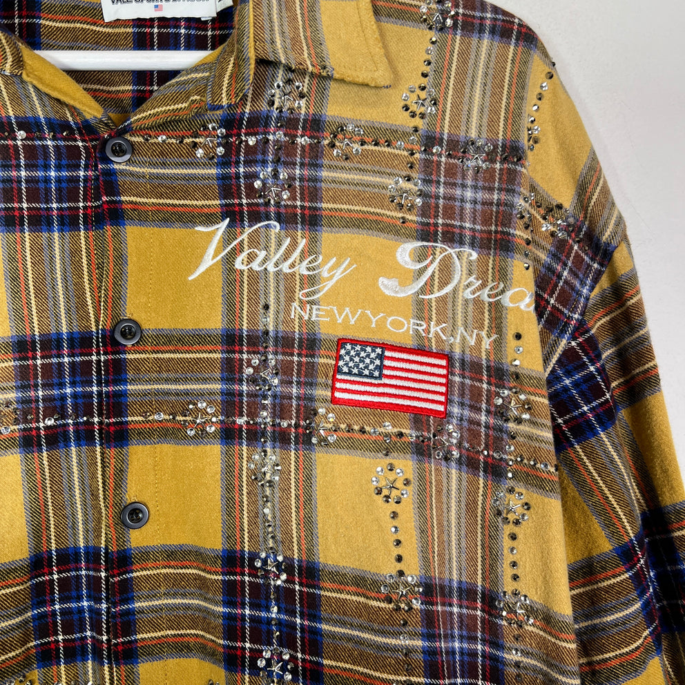 Vale Chocolate 'Valley Dreams' Rhinestone Flannel Shirt