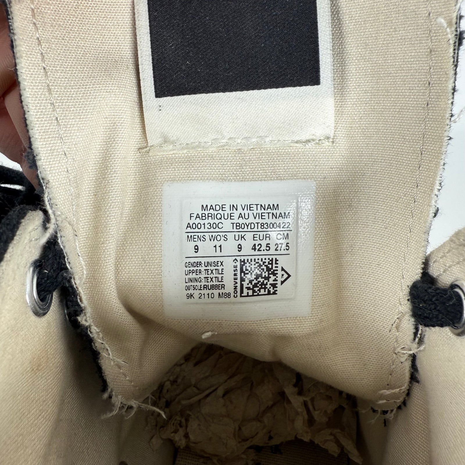 Rick Owens DrkShdw 'Drkstar' Black Hightop Converse Size 9