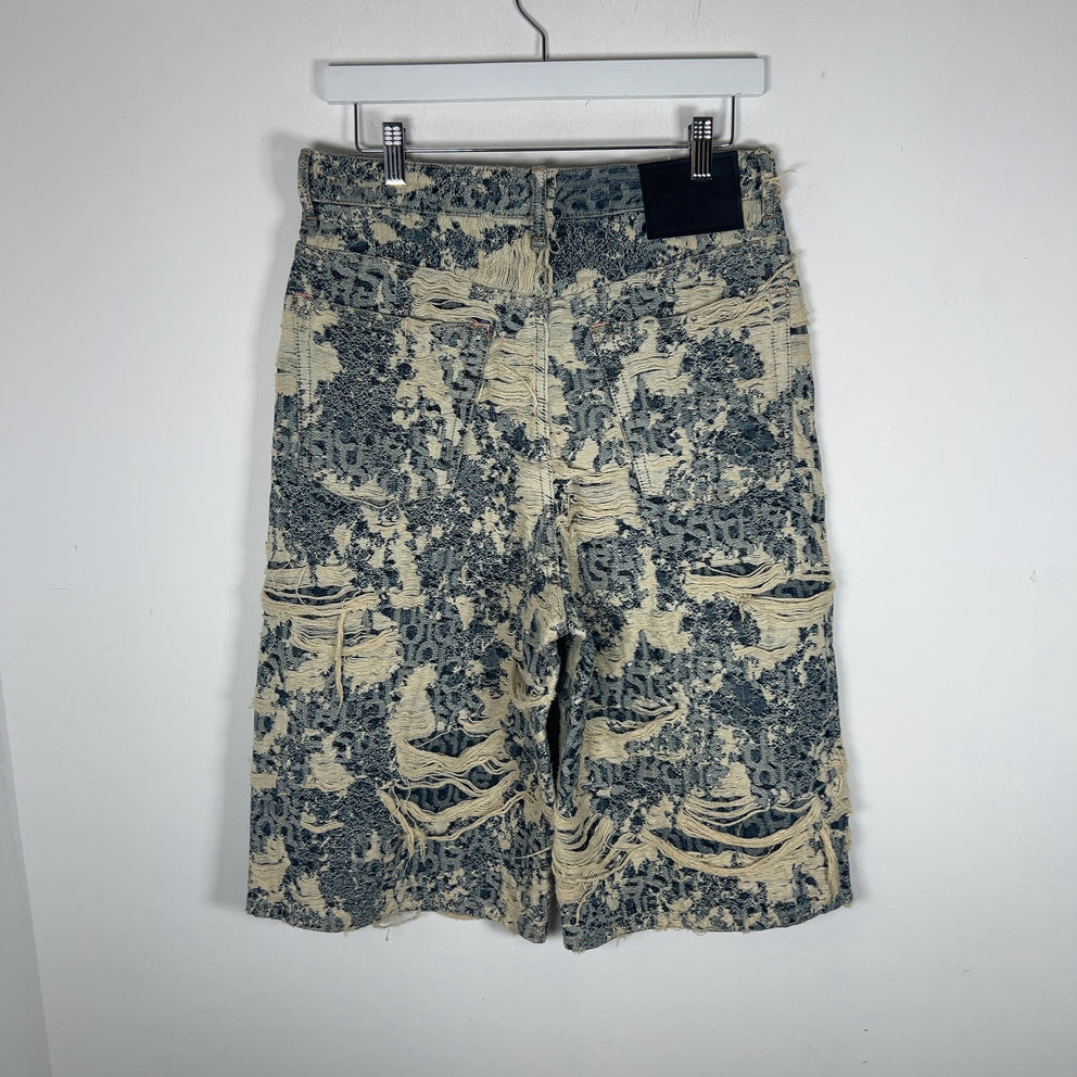 Acne Studios Distressed Monogram Denim Shorts