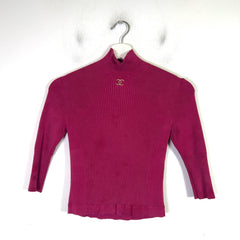 Chanel 2020 Silk Ribbed Turtleneck Top