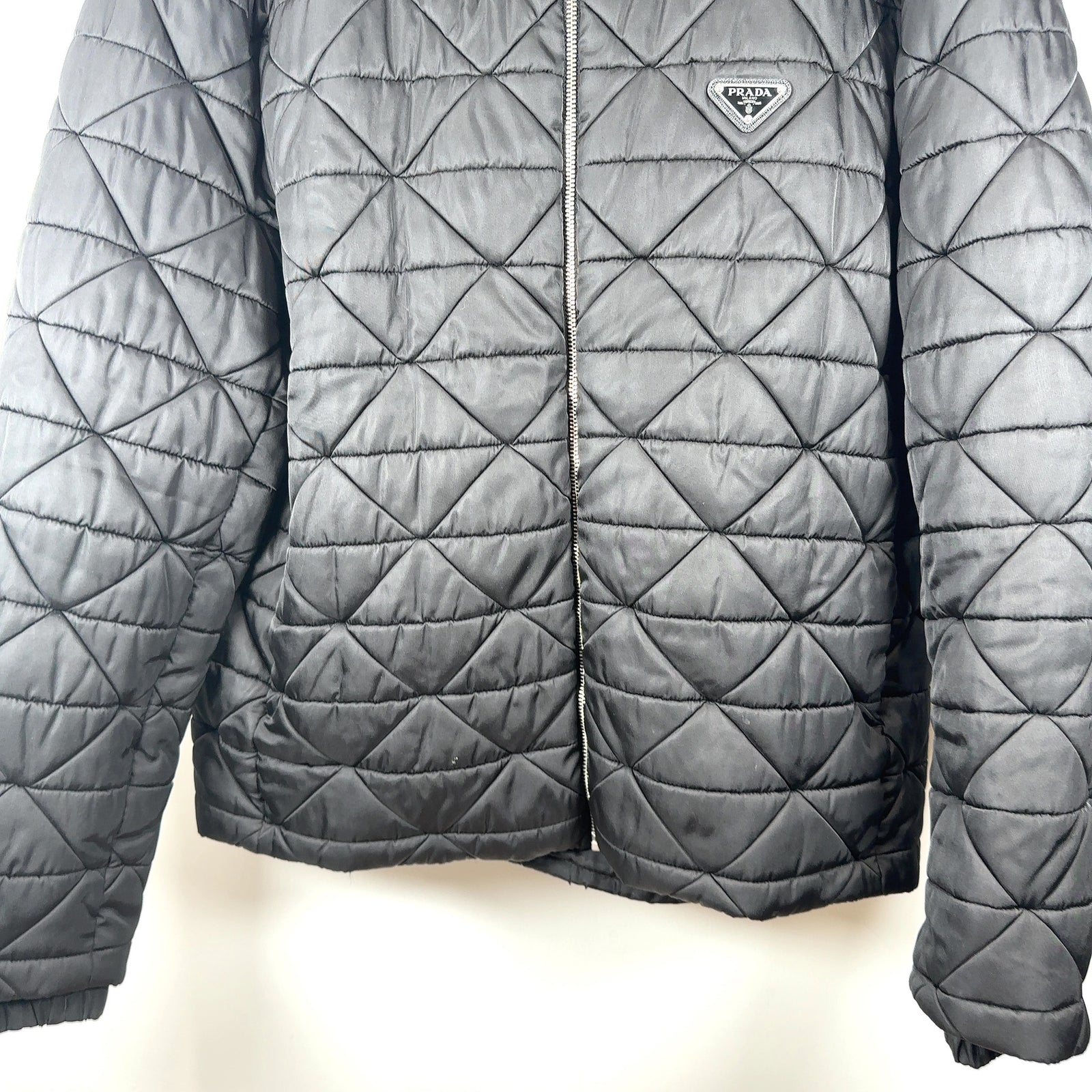 Prada Plaque Logo Quilted Puffer Jacket