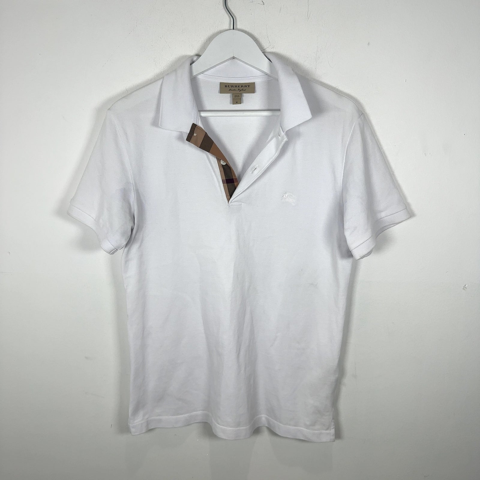 Burberry 1/4 Button White Polo