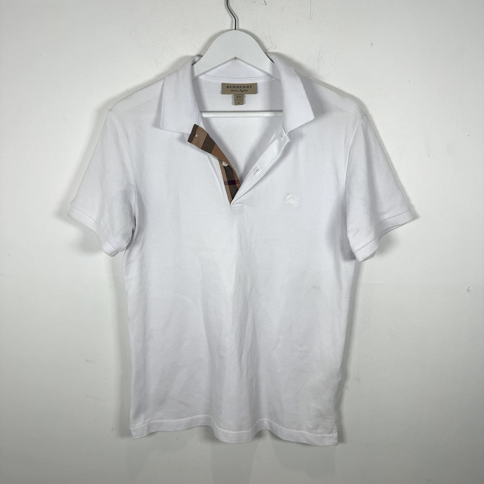 Burberry 1/4 Button White Polo