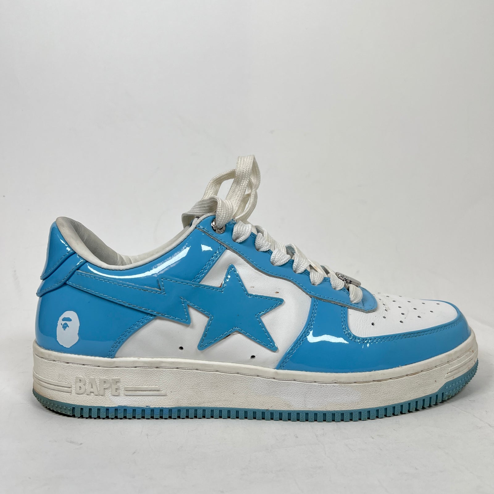 Bape Light Blue Patent Leather Bapesta Sneaker Size 9.5