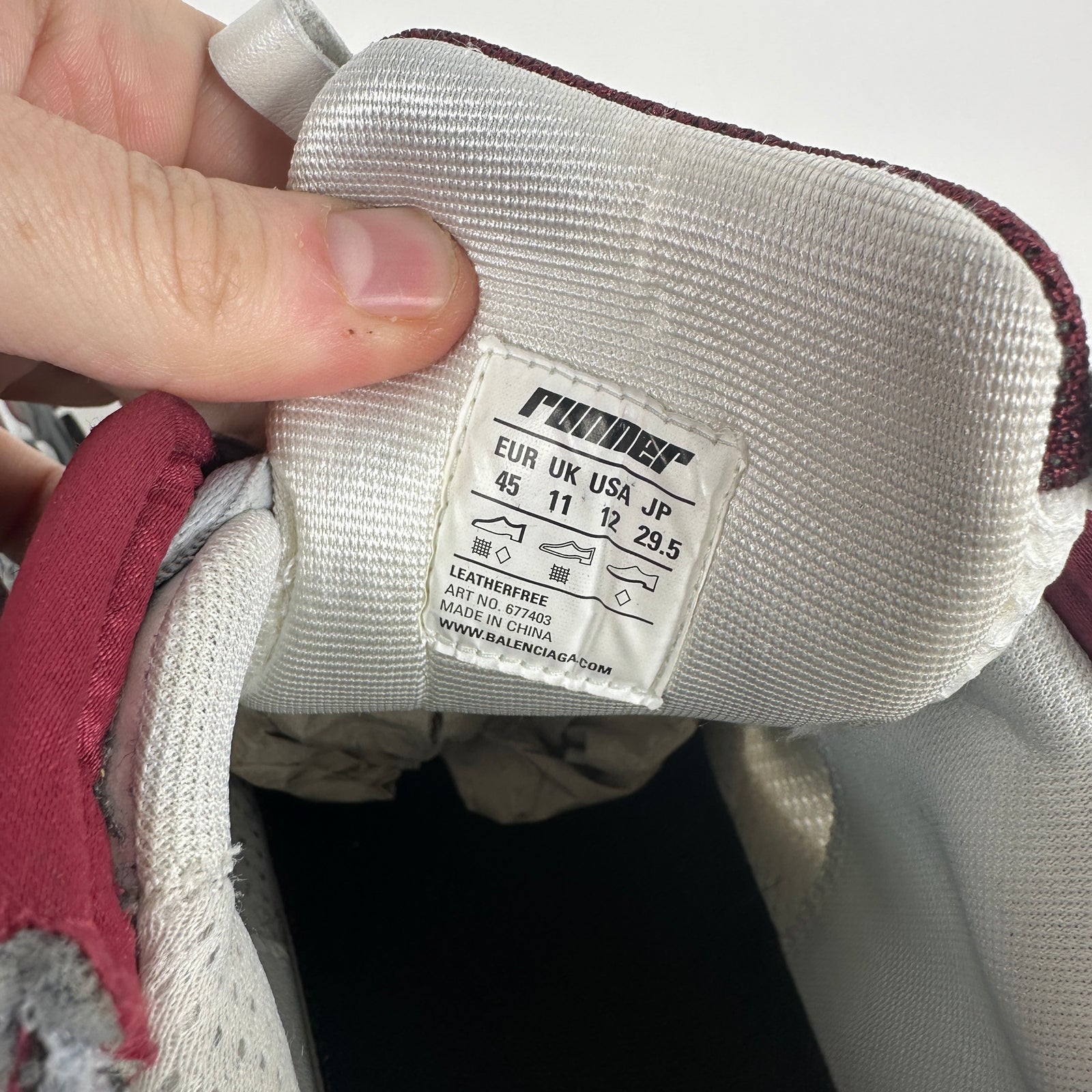 Balenciaga Maroon Track Runner Size 12