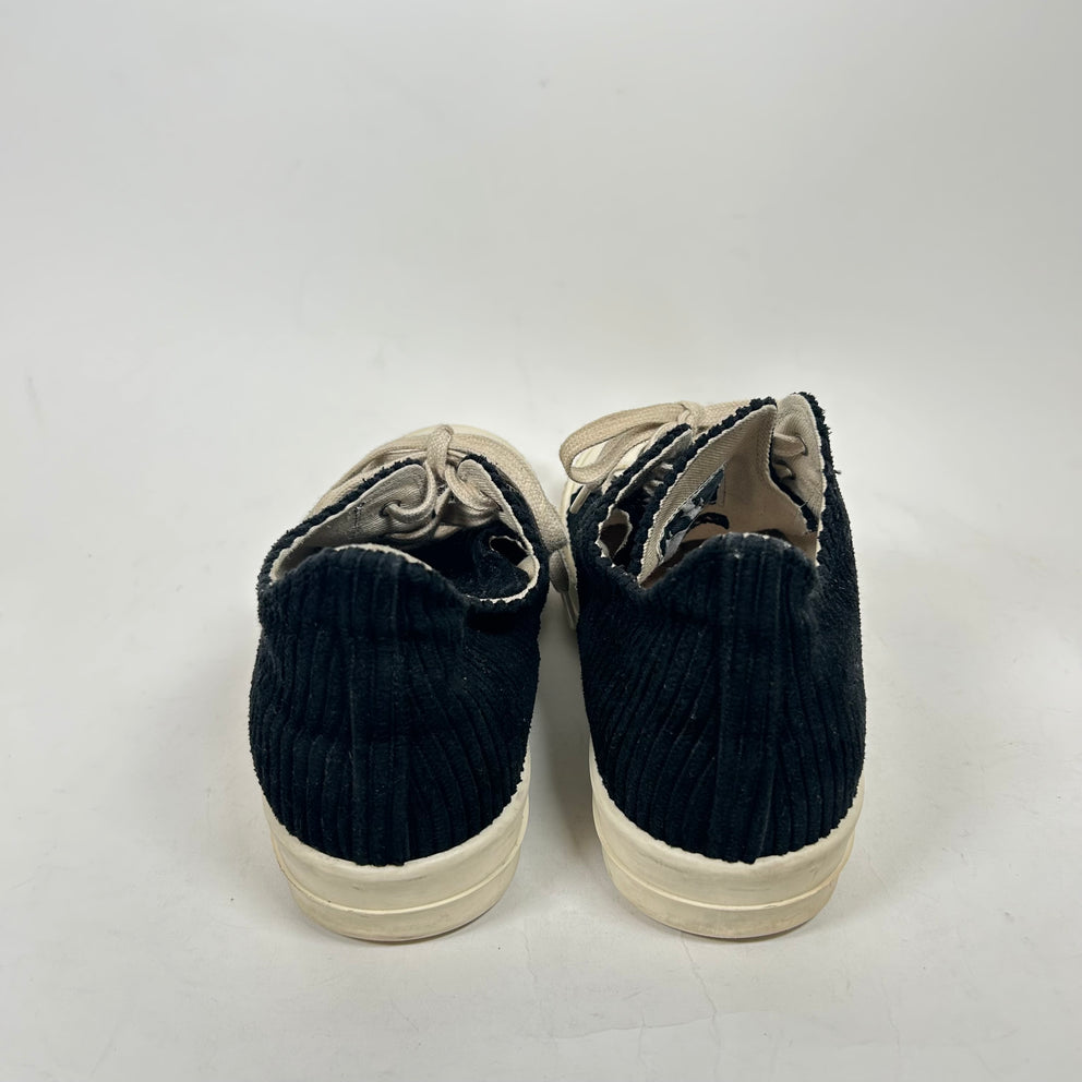 Rick Owens DrkShdw Black Corduroy Low Top Ramones Size 41