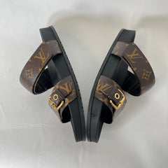 Louis Vuitton Bom Dia Monogram Flat Mule Sandals Size 38.5