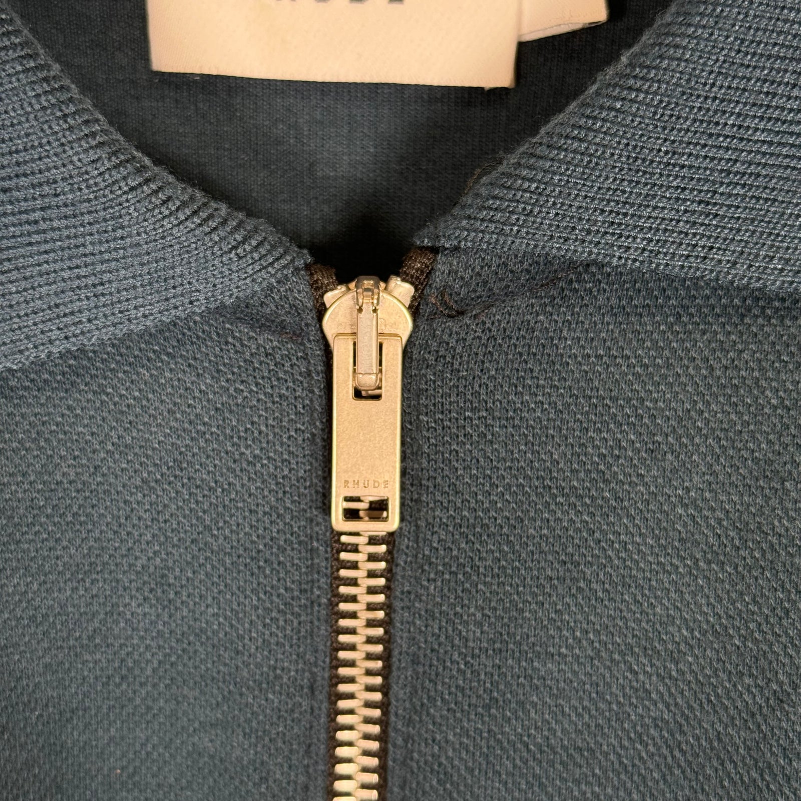 Rhude Navy Collar Spell-Out Quarter Zip Size M