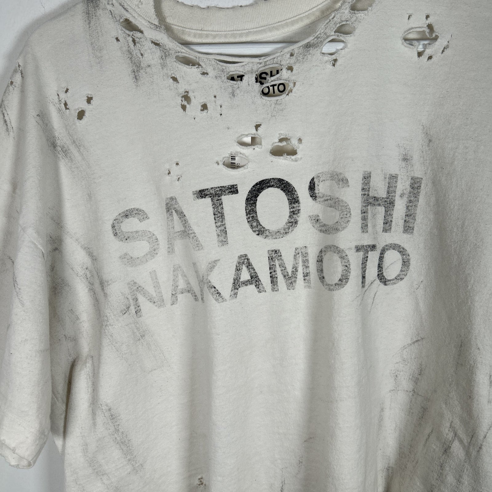 Satoshi Nakamoto Cropped Distressed T-Shirt Size S