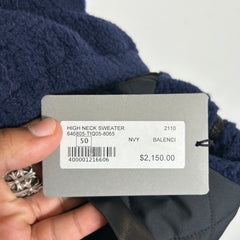 Balenciaga Navy Sherpa Half Zip Jacket Size 50