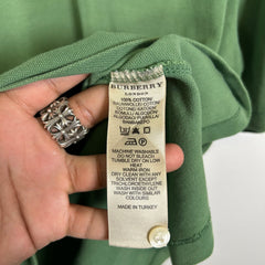 Burberry Green Logo Polo Size L