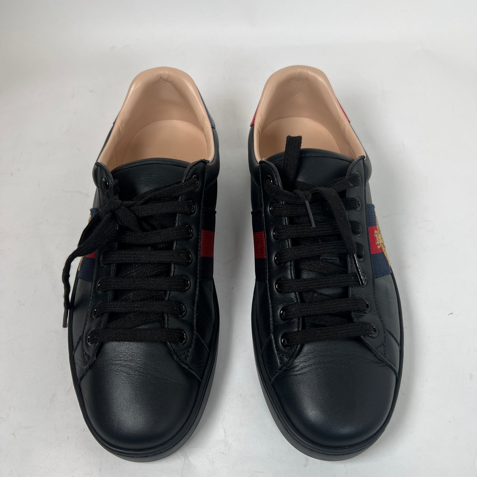 Gucci Black Embroidered Bee Ace Sneaker Size GG 8