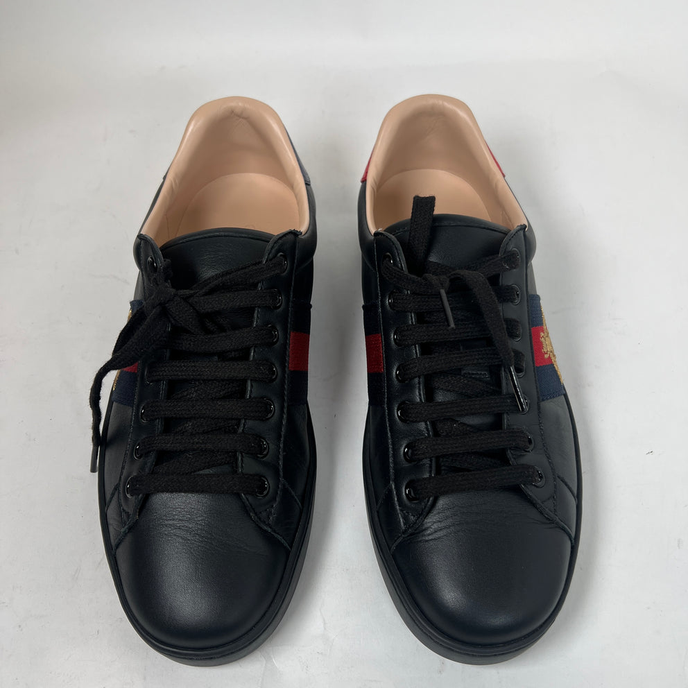 Gucci Black Embroidered Bee Ace Sneaker Size GG 8