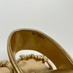 Louis Vuitton Gold Metallic Leather Sandals Size 39