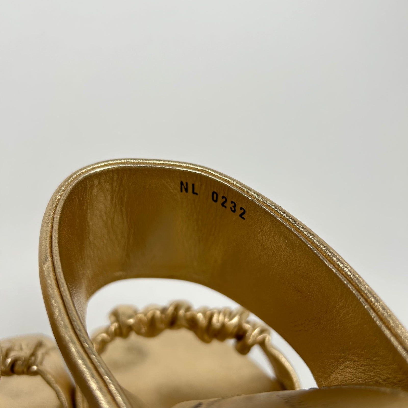 Louis Vuitton Gold Metallic Leather Sandals Size 39