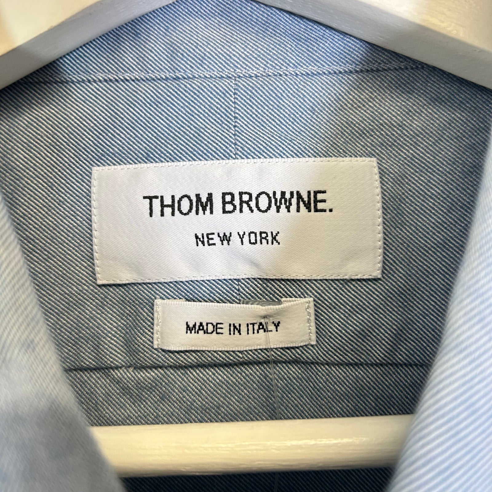 Thom Browne Blue 4 Bar Button-Up Flannel Shirt Size 2