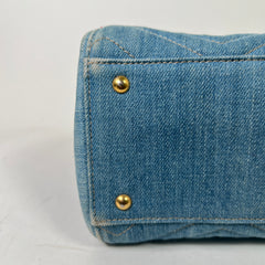 Gucci Washed Denim Pearl GG Marmont Tote Bag
