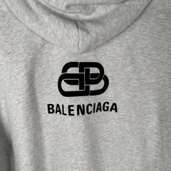Balenciaga Grey Oversized Logo Hoodie Size S