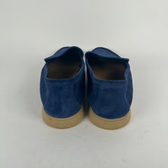 Loro Piana Blue Summer Walk Suede Loafers Size 46