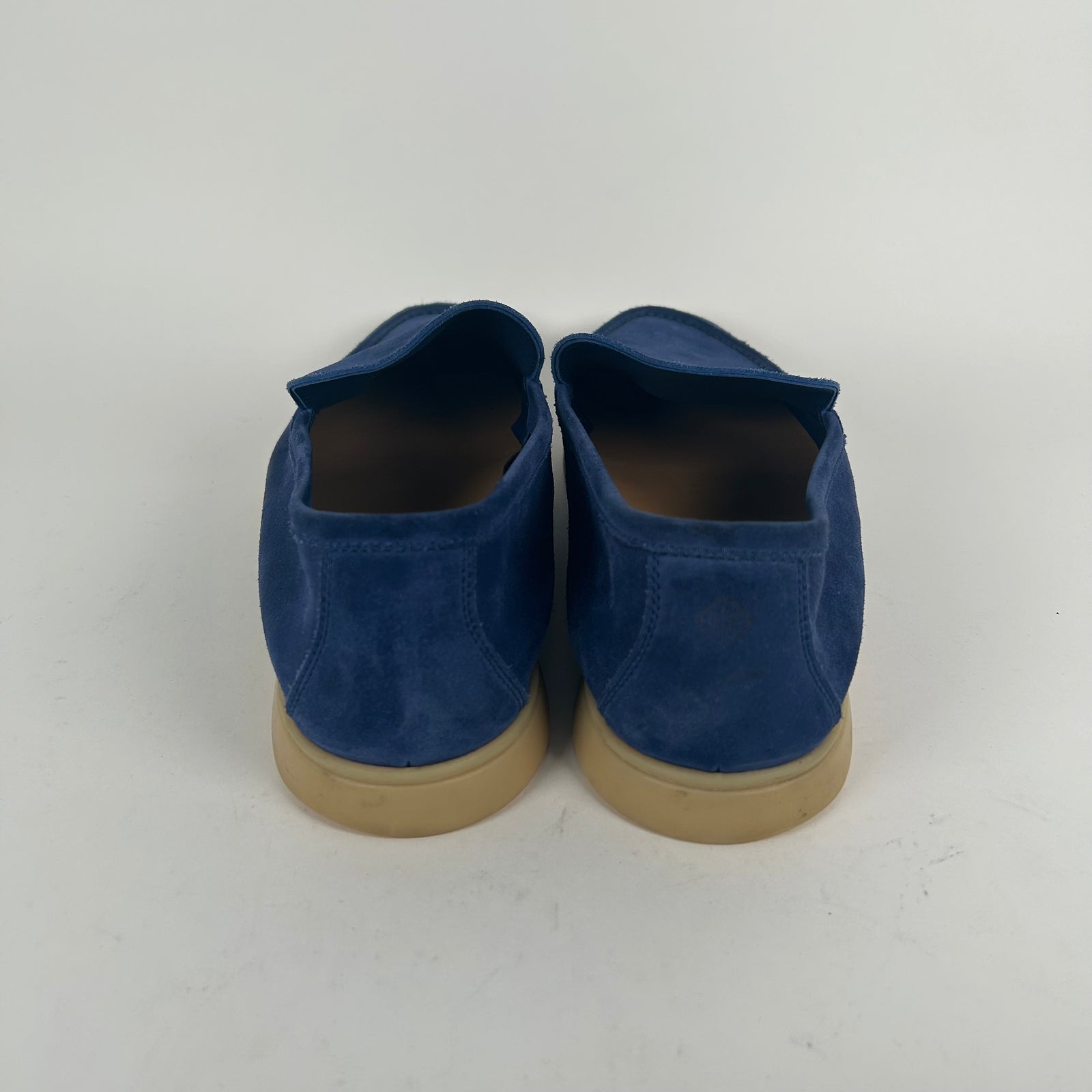 Loro Piana Blue Summer Walk Suede Loafers Size 46