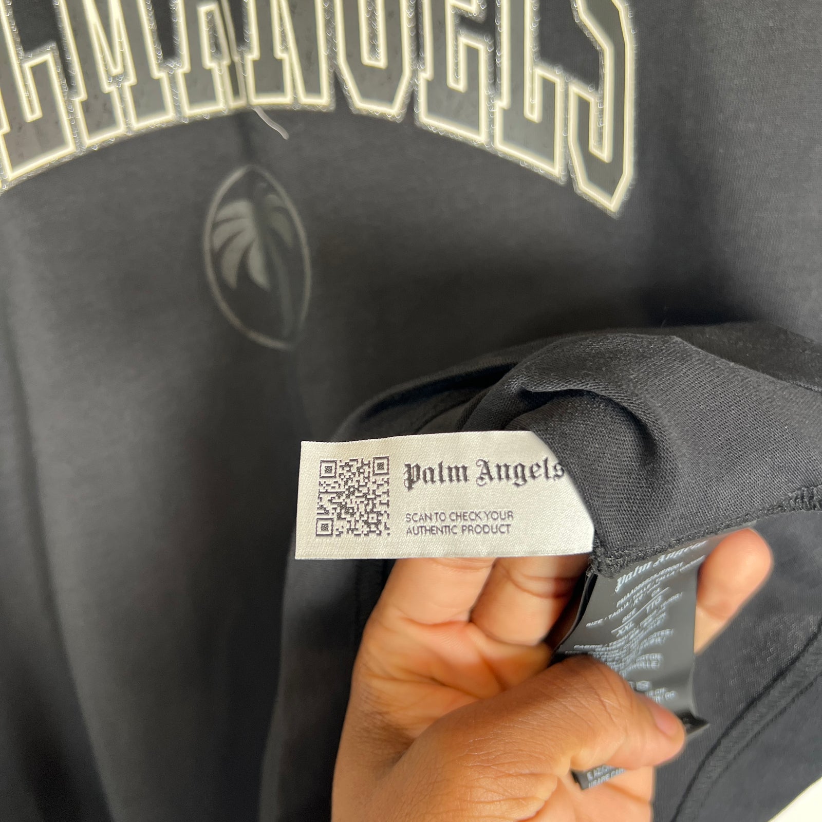 Palm Angels Black College Logo T-Shirt Size XXL