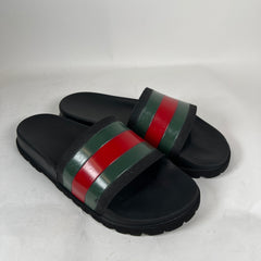 Gucci Black Web Rubber Sandals Size GG 12