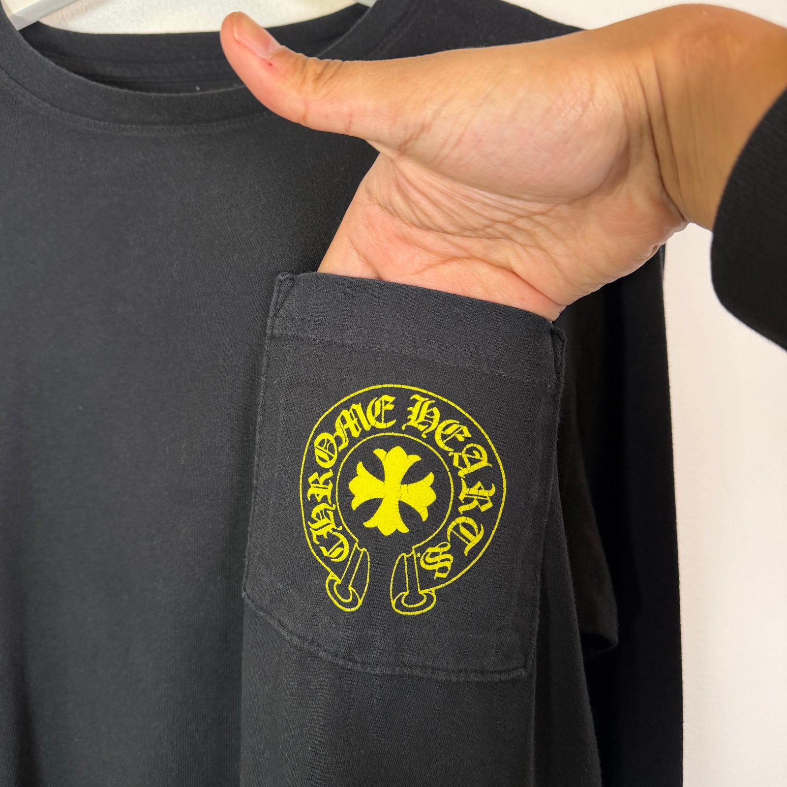 Chrome Hearts Black/Yellow Made In Hollywood Long-Sleeve Shirt Size M