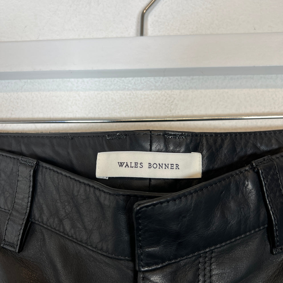 Wales Bonner Black Ivy Leather Double Knees Shorts Size L