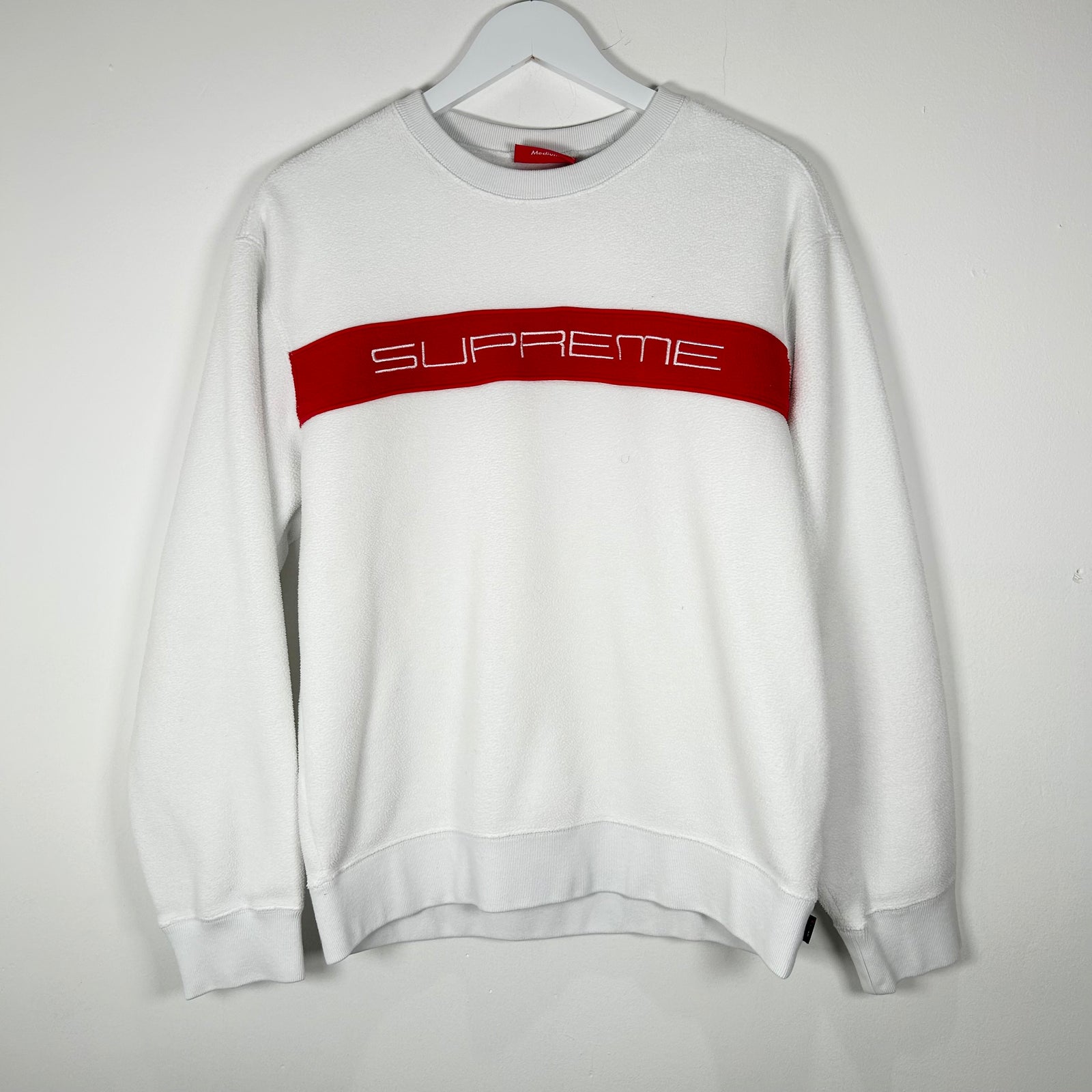 Supreme Polartec White Fleece Crewneck Size M
