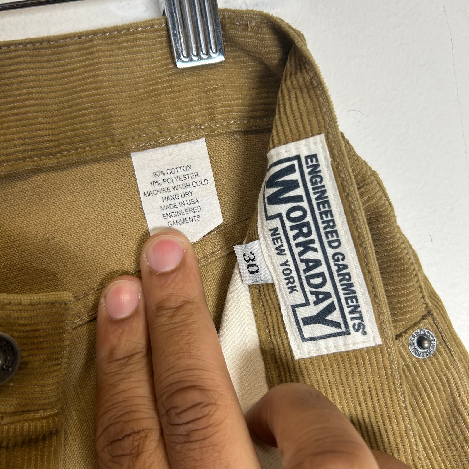 Engineered Garments Tan WORKADAY Corduroy Pants Size 30