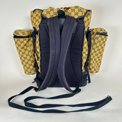 Gucci Yellow Fabric Maxi Monogram Utility GG Backpack