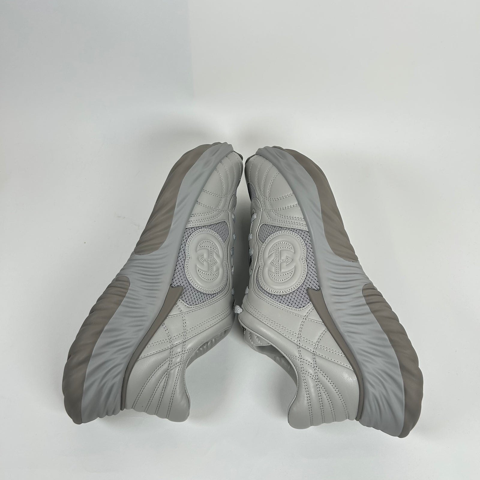 Gucci Grey Interlocking G Ripple Mesh Sneaker Size GG 10
