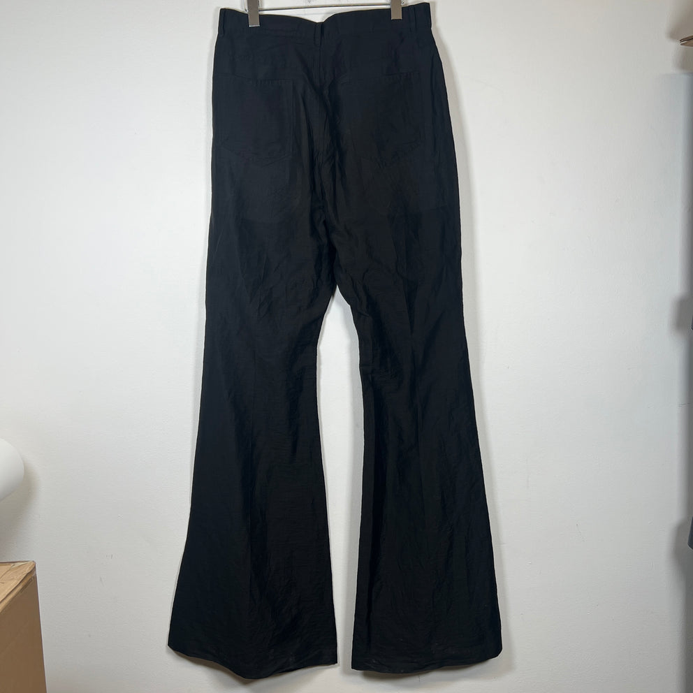 Rick Owens Black Linen Bolan Cut Pants Size 32