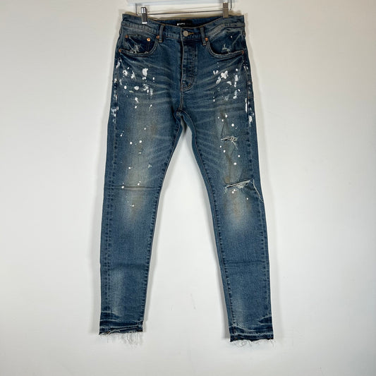 Purple Lightwash Paint Splatter Jeans Size 31