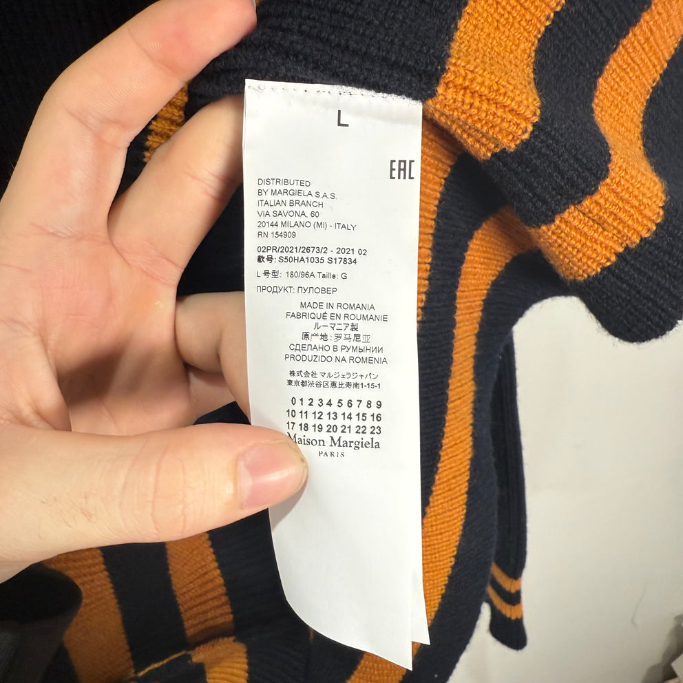 Maison Margiela Navy/Orange Knit Sailor Jacket Size L