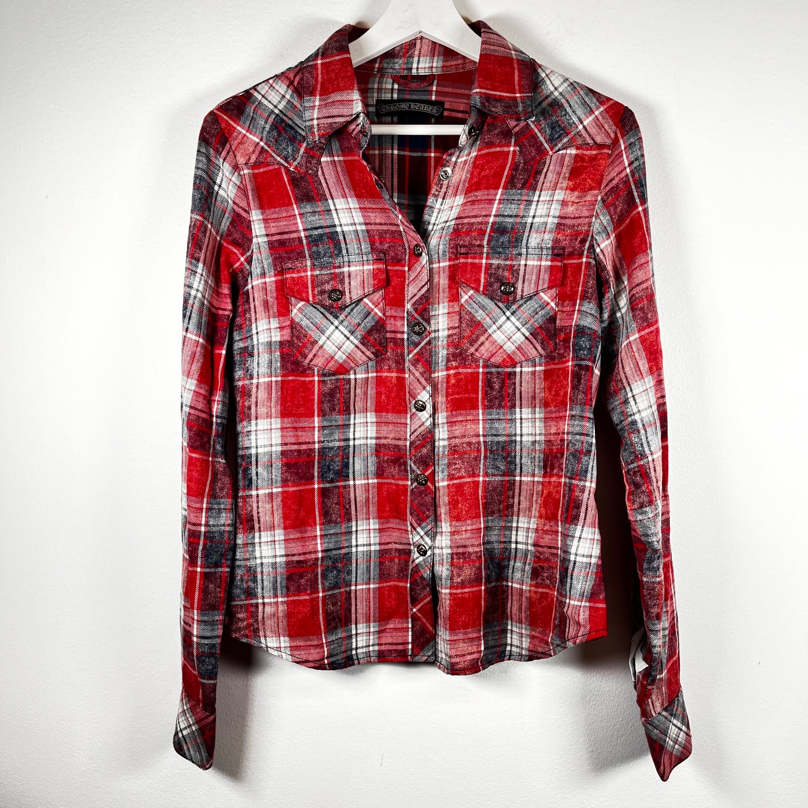 Chrome Hearts Star Patch Red Plaid Flannel Size S