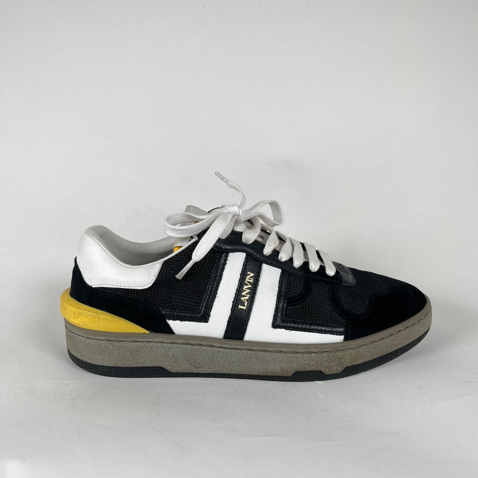 Lanvin Black/Yellow Clay Low Top Sneaker Size 39