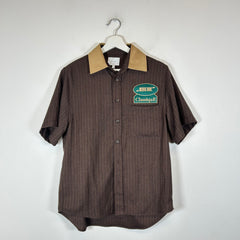Rhude Brown Twill Stripe Mechanic Shirt Size S