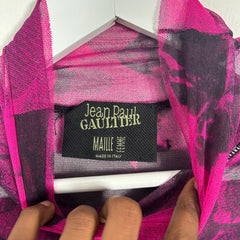 Jean Paul Gaultier Pink Vintage Printed Mesh T-Shirt Size SM