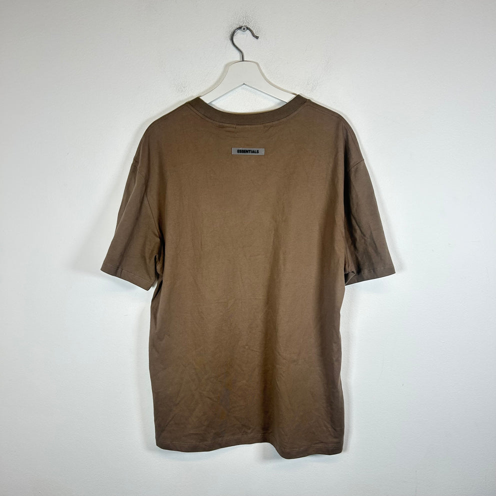 Essentials Brown Spell Out Logo T-Shirt Size S