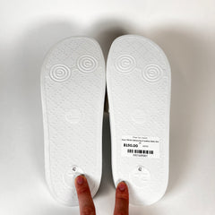 Gucci White Interlocking G Leather Slides Size 42