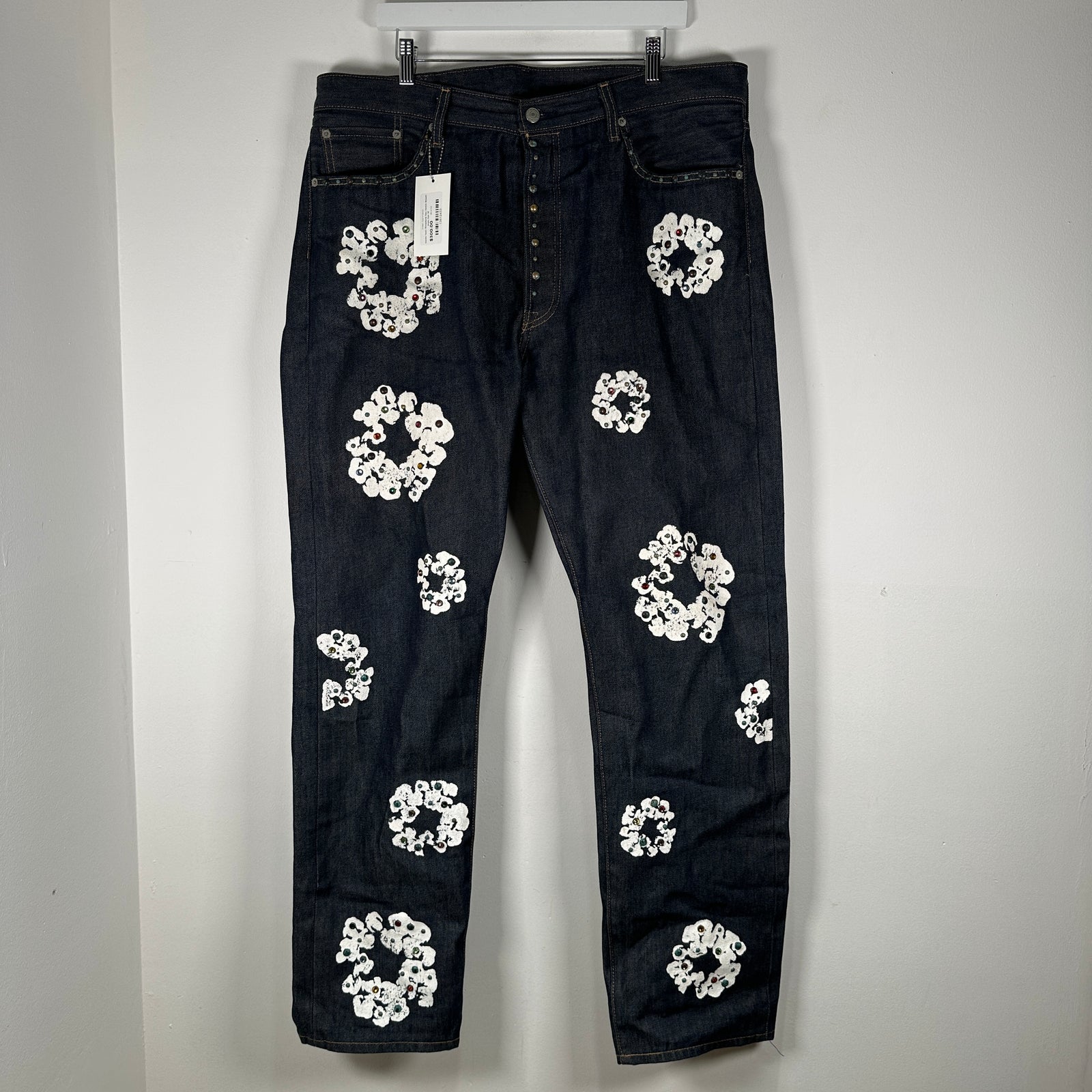 Denim Tears Rhinestone Raw Denim Wreath Jeans Size 38
