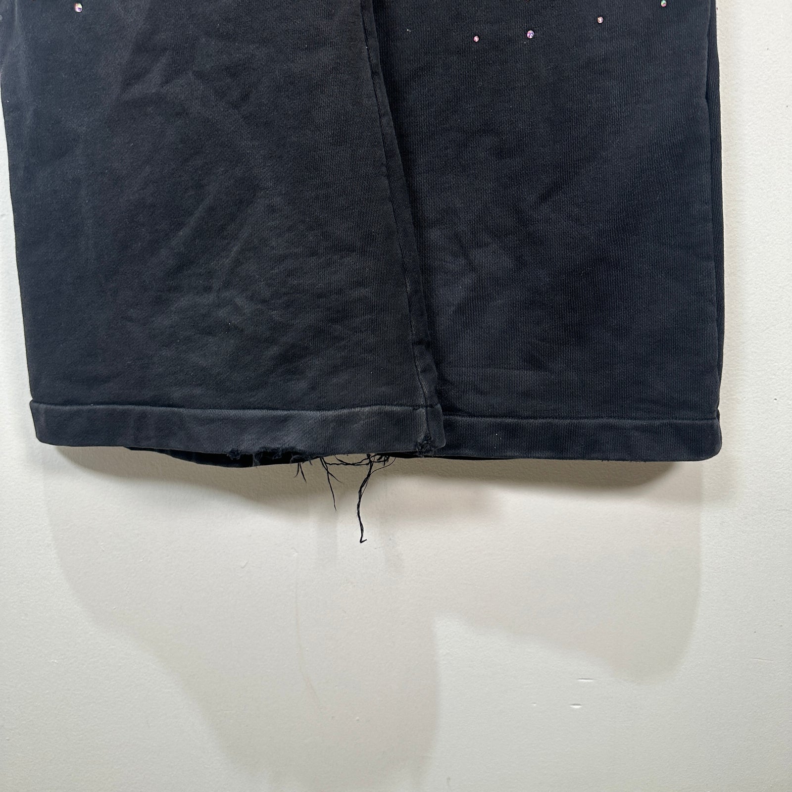 Who Decides War Flame Stained Glass Rhinestone Black Sweatpants Size L