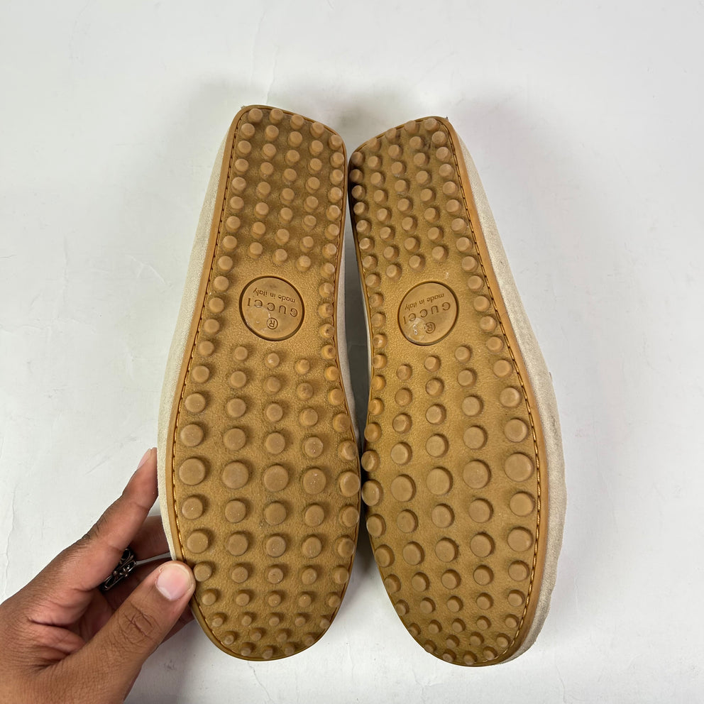 Gucci Beige Horsebit Suede Driving Loafers