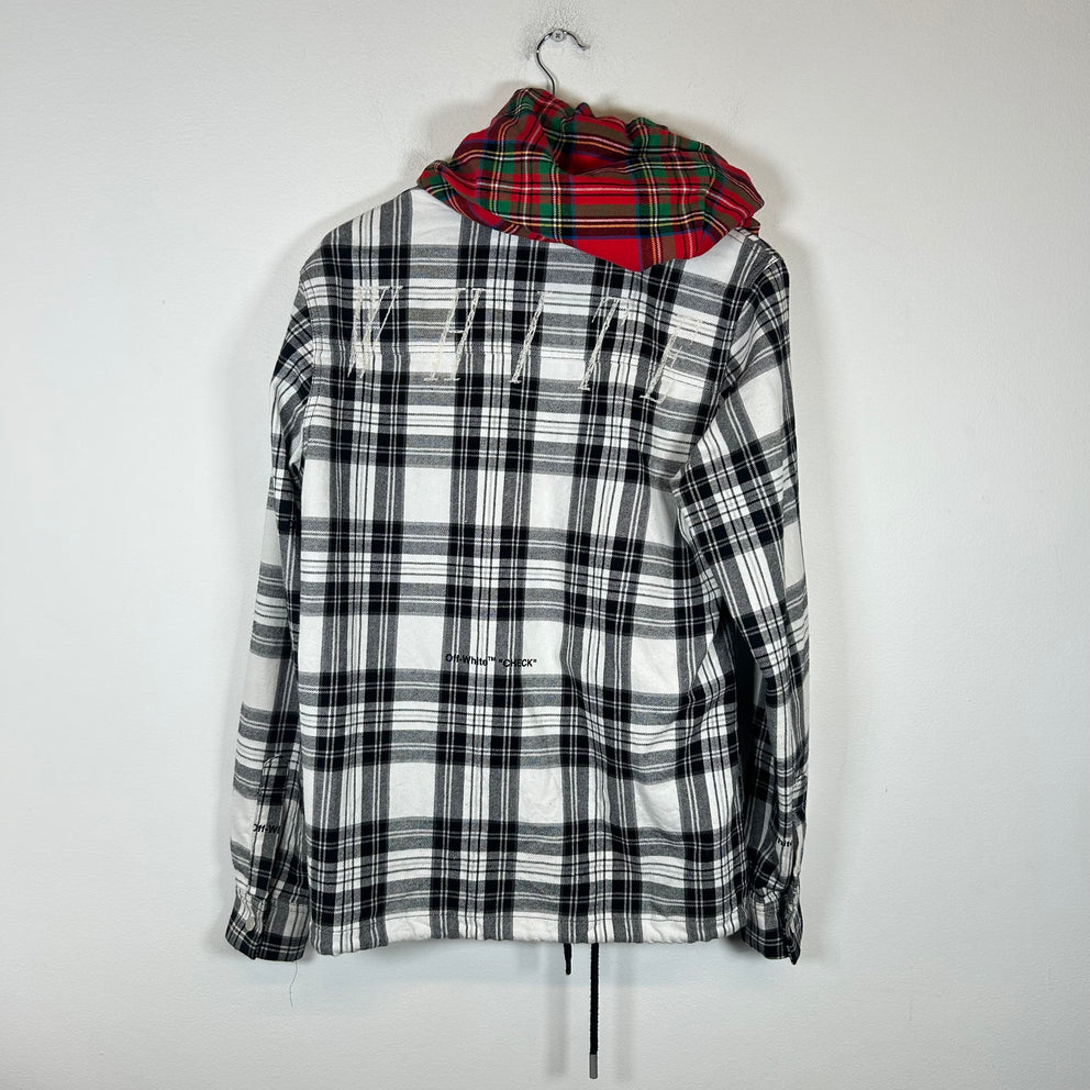 Off-White Checkered Flannel Hoodie Size S