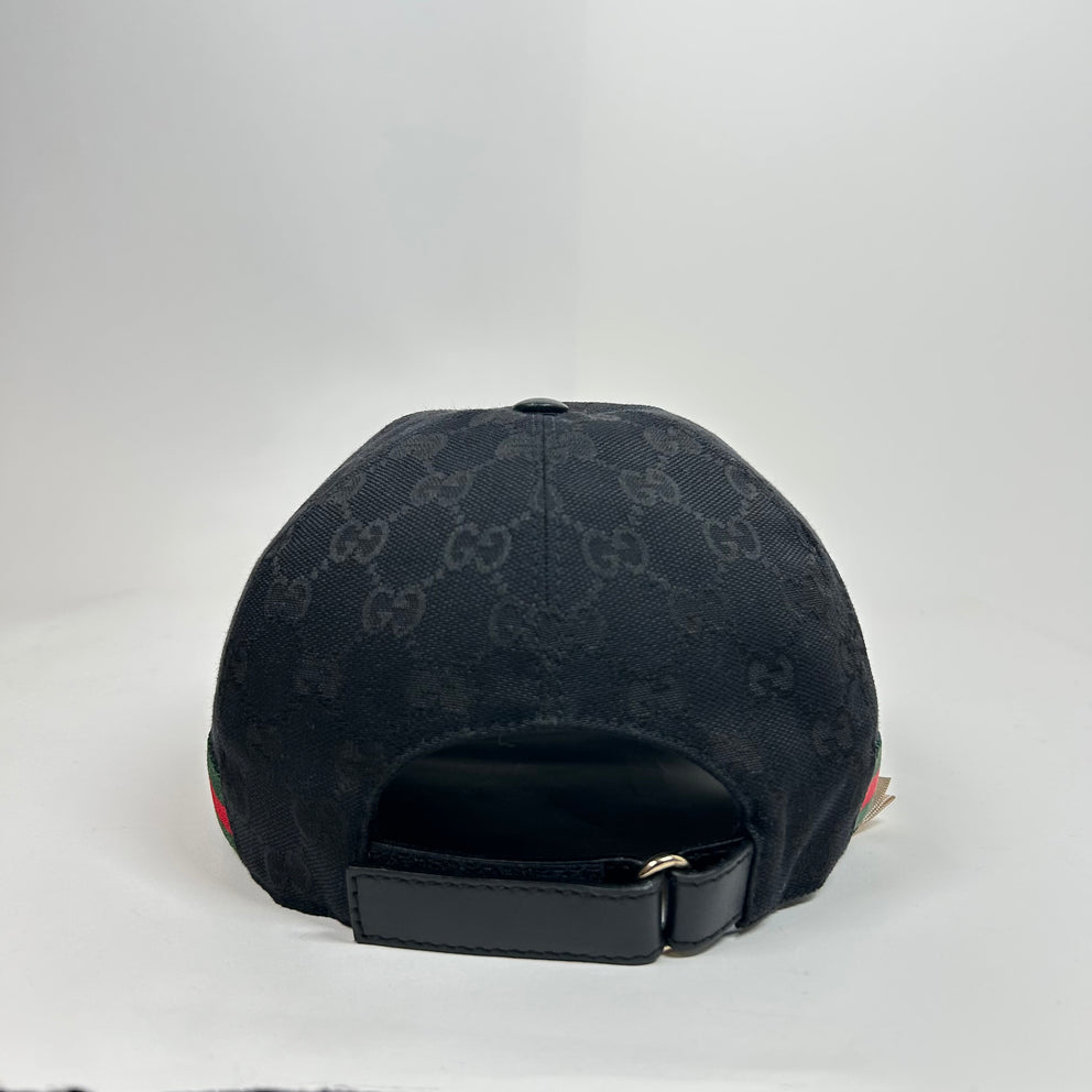 Gucci Black GG Monogram Canvas Cap Size M