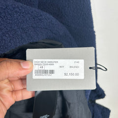 Balenciaga Navy Sherpa Half Zip Jacket Size 48