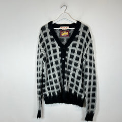 Marni Checkered Mohair Cardigan Sweater Size M