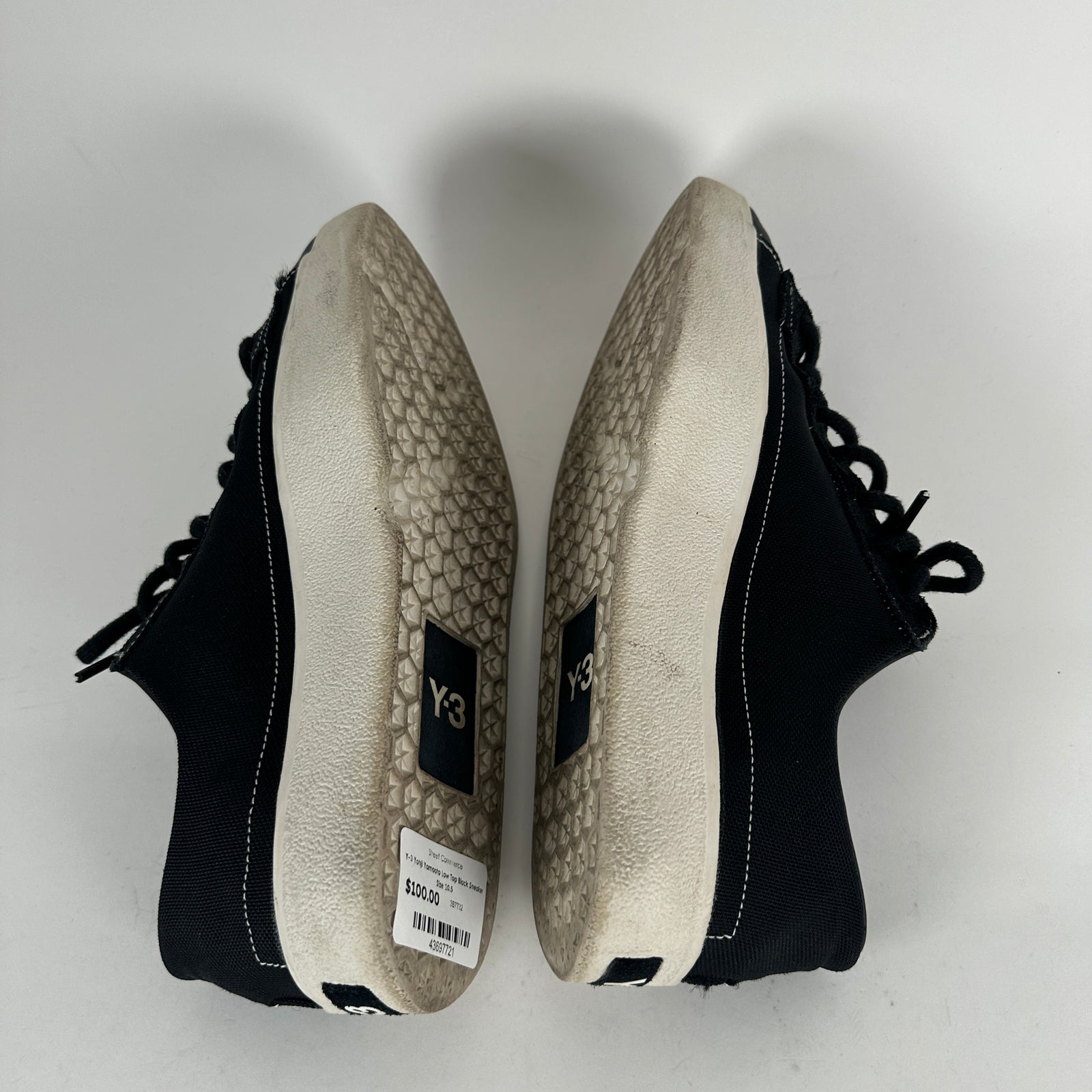 Y-3 Yohji Yamaoto Low Top Black Sneaker Size 10.5